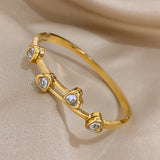 Zircon Love Heart Stainless Steel Bangles Bracelets for Women