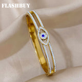 Evil Eye Stainless Steel Bracelet with Rhinestones for Women