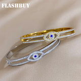Evil Eye Stainless Steel Bracelet with Rhinestones for Women