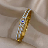 Evil Eye Stainless Steel Bracelet with Rhinestones for Women