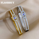 Evil Eye Stainless Steel Bracelet with Rhinestones for Women