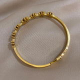 Rhinestone Flowers Bracelet Stainless Steel Charm Gift