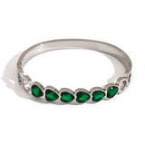 Green Crystal Heart Stainless Steel Bangles for Women