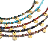 Boho Crystal Beaded Strand Charm Bracelet for Women