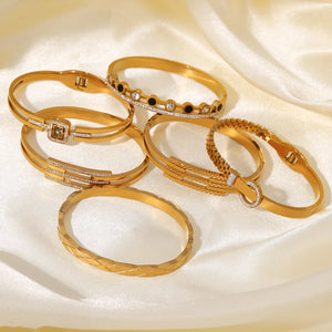 Stainless Steel Bangle Bracelets for Women Charm Texture Accessories Gift