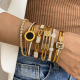 Stainless Steel Bangle Bracelets for Women Charm Texture Accessories Gift