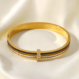 Zircon Stainless Steel Bangle Bracelets for Women