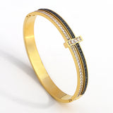 Zircon Stainless Steel Bangle Bracelets for Women