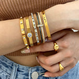 Zircon Stainless Steel Bangle Bracelets for Women