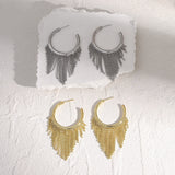 Beads Tassel Hoop Earrings Alloy Party Jewelry Gift