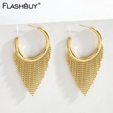 Beads Tassel Hoop Earrings Alloy Party Jewelry Gift