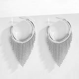 Beads Tassel Hoop Earrings Alloy Party Jewelry Gift