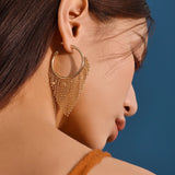 Beads Tassel Hoop Earrings Alloy Party Jewelry Gift