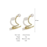 Pearl Rhinestone Drill Ear Clip Earrings for Women