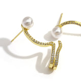 Pearl Rhinestone Drill Ear Clip Earrings for Women