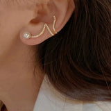 Pearl Rhinestone Drill Ear Clip Earrings for Women