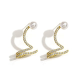 Pearl Rhinestone Drill Ear Clip Earrings for Women