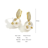 Metal Zircon Pearl Hoop Earrings Wedding Jewelry Gift