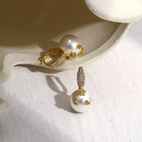 Metal Zircon Pearl Hoop Earrings Wedding Jewelry Gift