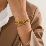 Rhinestone Cuban Chain Bracelet Charm Plated Party Jewelry Gift
