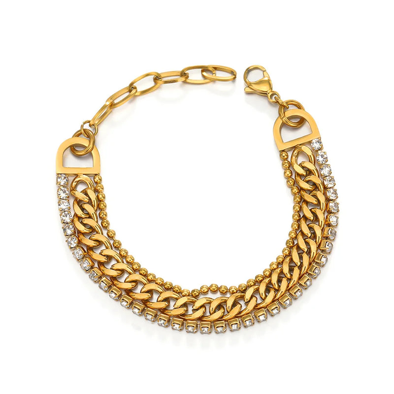 Rhinestone Cuban Chain Bracelet Charm Plated Party Jewelry Gift