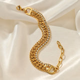 Rhinestone Cuban Chain Bracelet Charm Plated Party Jewelry Gift