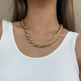 Punk Metal Twisted Chain Necklace Heavy Metal Choker Chunky Jewelry