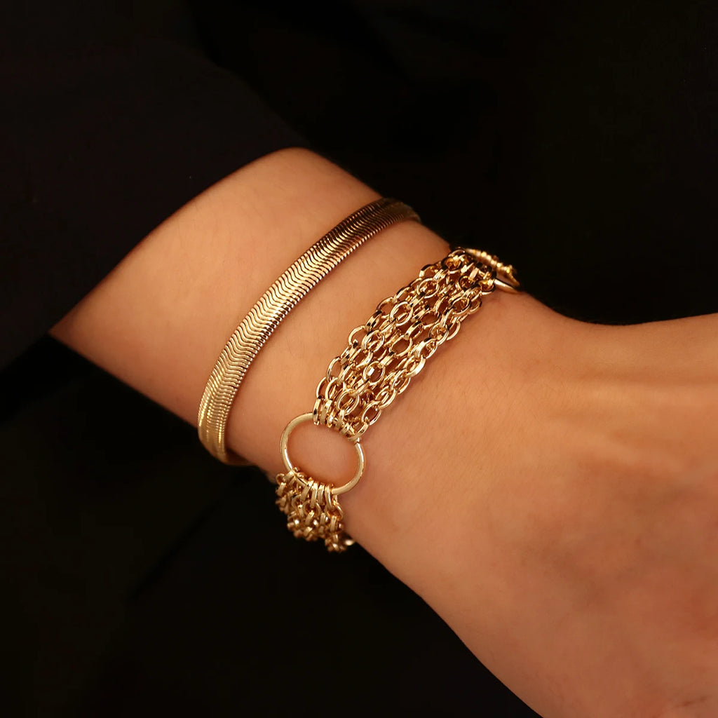 Punk Multilayer Chain Bracelets Vintage Snake Bone Chian Accessories