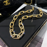 Punk Rhinestone Chain Choker Necklace Collar Padlock