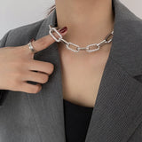 Punk Rhinestone Thick Chain Choker Necklace Collar Statement