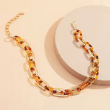 Vintage Leopard Acrylic Chain Necklace Hip Hop Jewelry