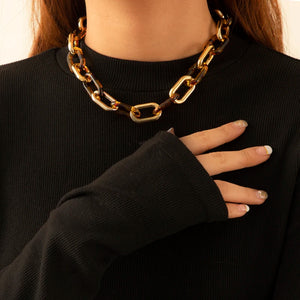 Vintage Leopard Acrylic Chain Necklace Hip Hop Jewelry