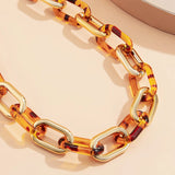 Vintage Leopard Acrylic Chain Necklace Hip Hop Jewelry