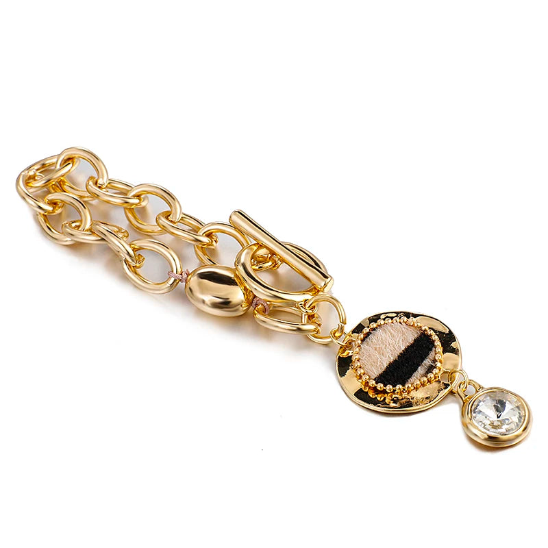 Vintage Leopard Charms Bracelets Metal Chain Jewelry Femme