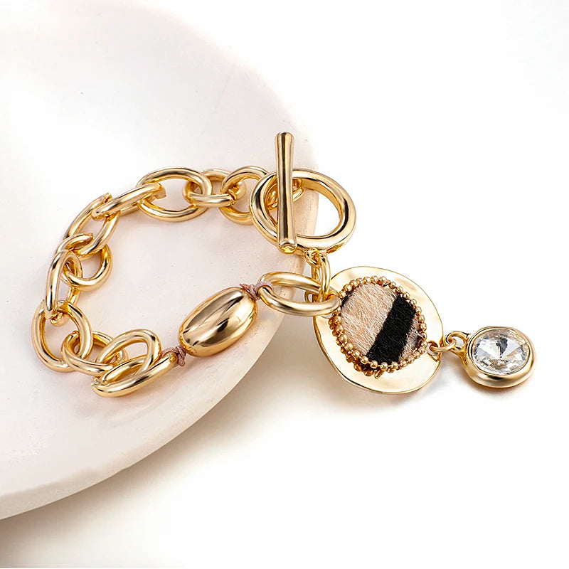 Vintage Leopard Charms Bracelets Metal Chain Jewelry Femme