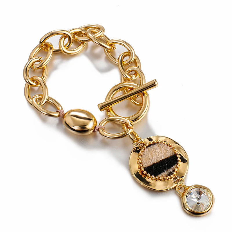 Vintage Leopard Charms Bracelets Metal Chain Jewelry Femme