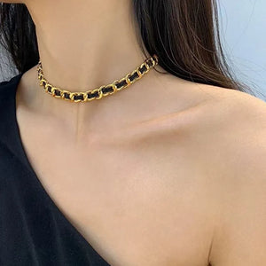 Punk Women's Metal Leather Chain Choker Necklaces