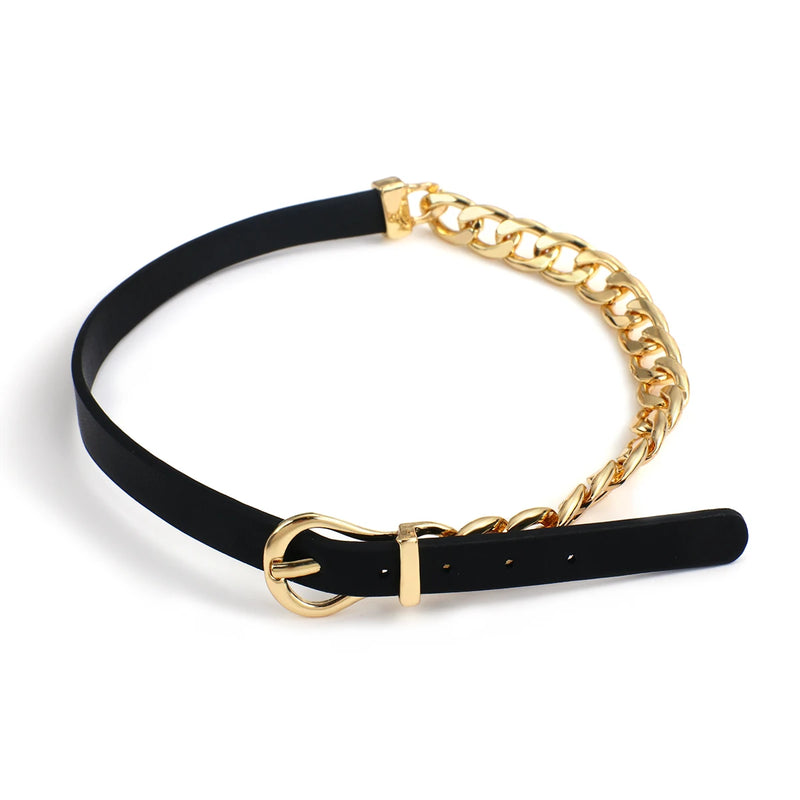 Punk Women's Metal Leather Chain Choker Necklaces
