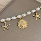 Shell Starfish Pearl Necklace Women Statement Jewelry