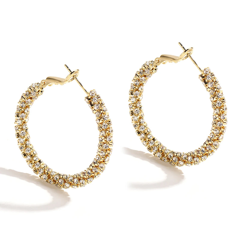 Micro Inlaid Rhinestone Hoop Earrings for Women