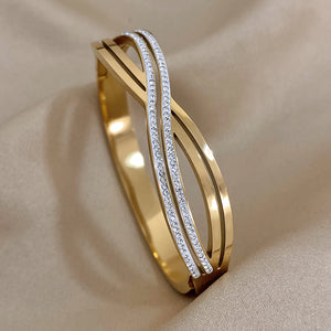 Rhinestone Stainless Steel Bracelet Bangle Charm Jewelry Gift