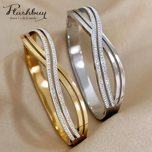 Rhinestone Stainless Steel Bracelet Bangle Charm Jewelry Gift