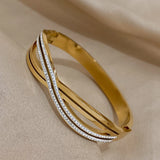 Rhinestone Stainless Steel Bracelet Bangle Charm Jewelry Gift