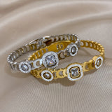 Multicolor Rhinestone Zircon Bangle Bracelet Women Waterproof Jewelry