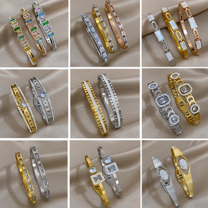 Multicolor Rhinestone Zircon Bangle Bracelet Women Waterproof Jewelry