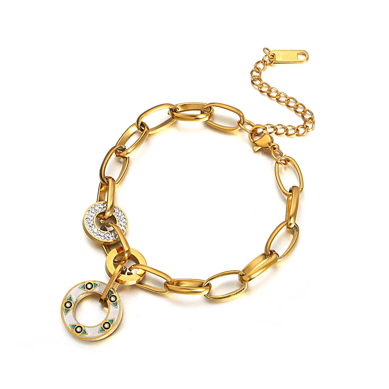 Stainless Steel Evil Eye Charm Bracelet for Women