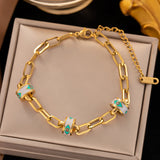 Stainless Steel Evil Eye Charm Bracelet for Women