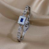 Stainless Steel Inlaid Stone Square Bracelets Rhinestones For Women