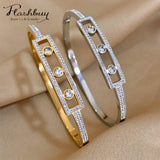 Stainless Steel Rhinestones Ellipse Pendant Bracelet For Women