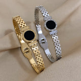 Vintage Roman Letters Wide Bracelet Bangle Titanium Steel